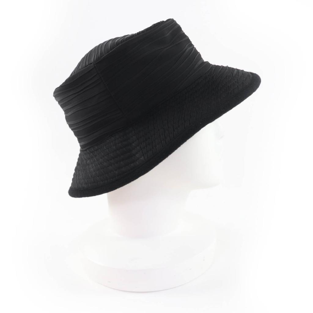 Pălărie HERMES excelentă căptușeală 100% cașmir pălărie acetat negru Femei 56 Folosit