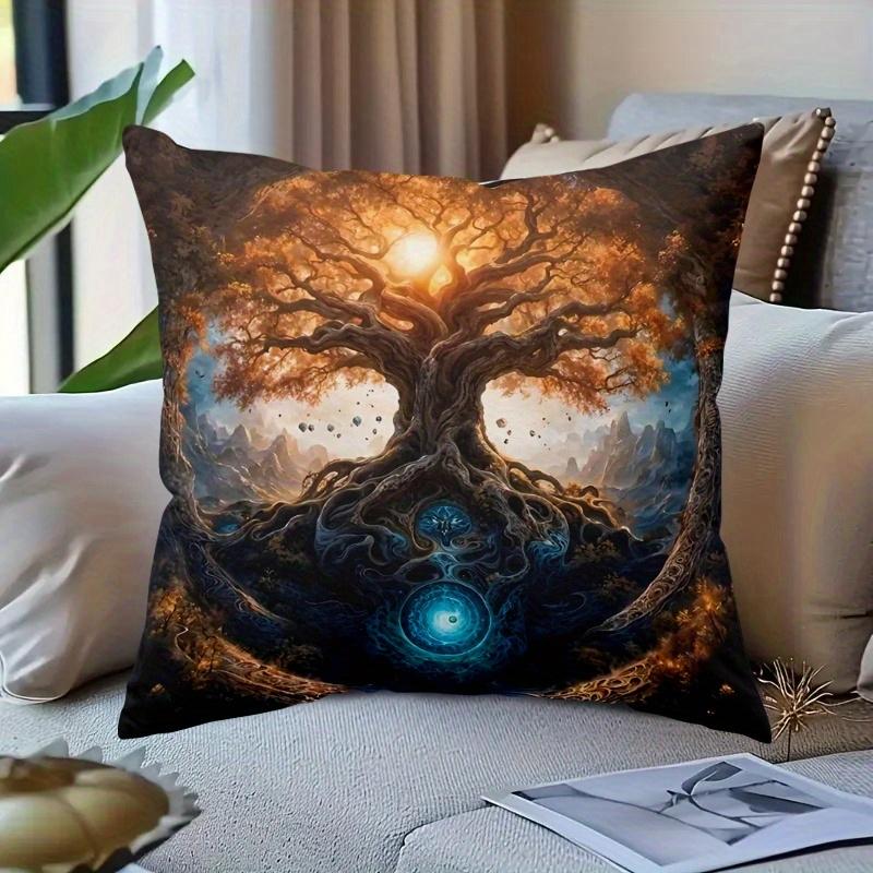 VIKAMA Tree of Life Pillow Cover Mystical Yggdrasil Cushion Case Spiritual Home Decor For Sofa Bedroom Living Room