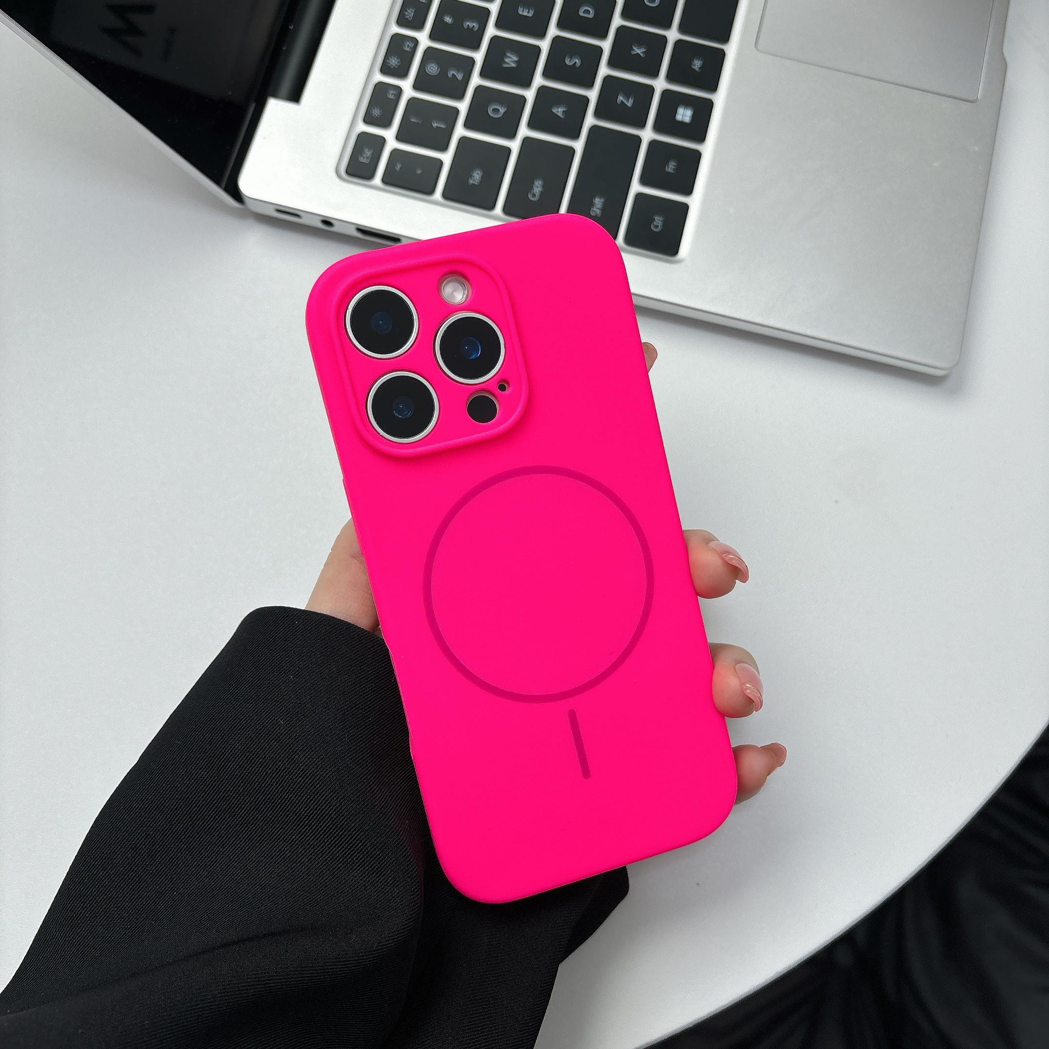 

Fashion Fluorescent Silicone Magnetic for Magsafe Case For iPhone 17 Air 16 15 14 Plus 13 12 Pro Max Wireless Charge Candy Cover For iPhone 14 Pro