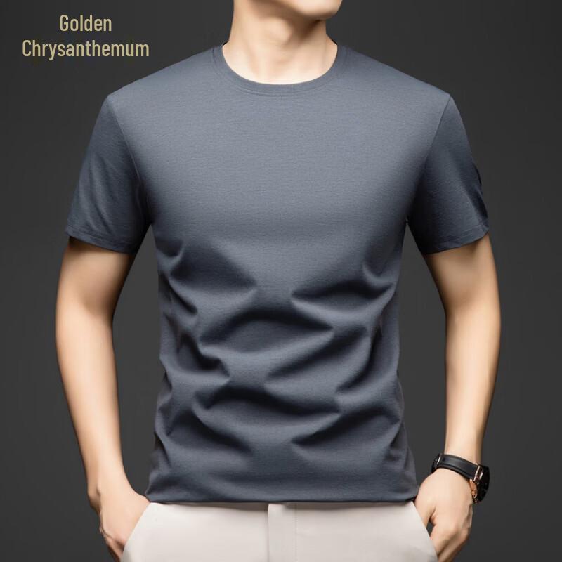 Jinjuan Men's Solid Color Cooling Breathable Round Neck T-Shirt