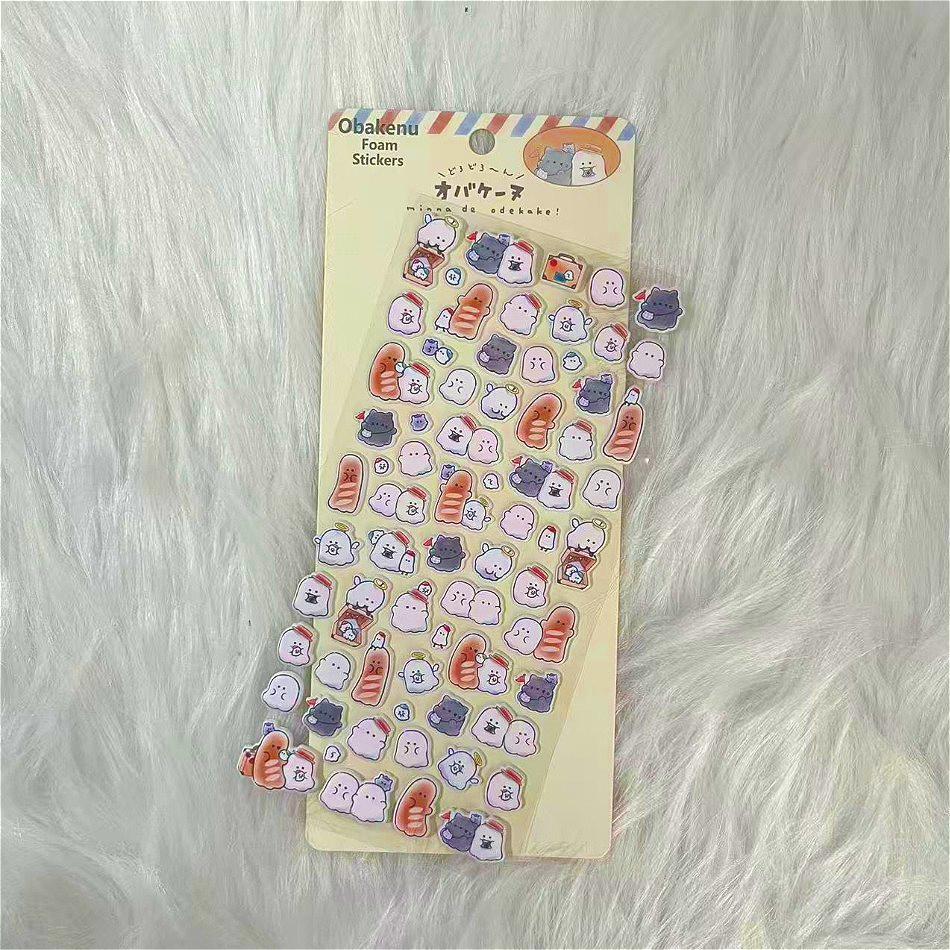 Durable Cute Obakenu Foam Stickers Japanese Ghost Cartoon Decals for Kids DIY Journal and Scrapbook High Quality