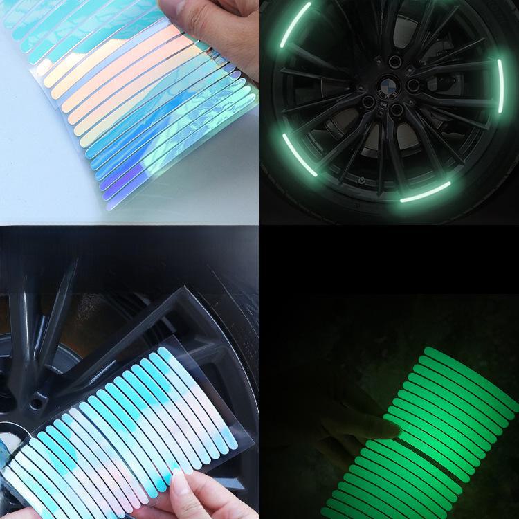 Colorful Reflective Tire Strips: Luminous Car & E-Bike Wheel Stickers for Decoration and Safety