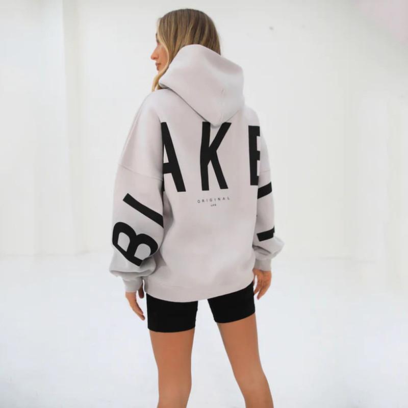 Streetwear Hoodie For Women Thick Polyester With Letter Graphic Fall 2023