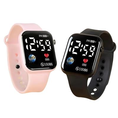 LED Band Color Wristwatch Square Fashion Digital Watch for Students, Women, Men, 6 Colors