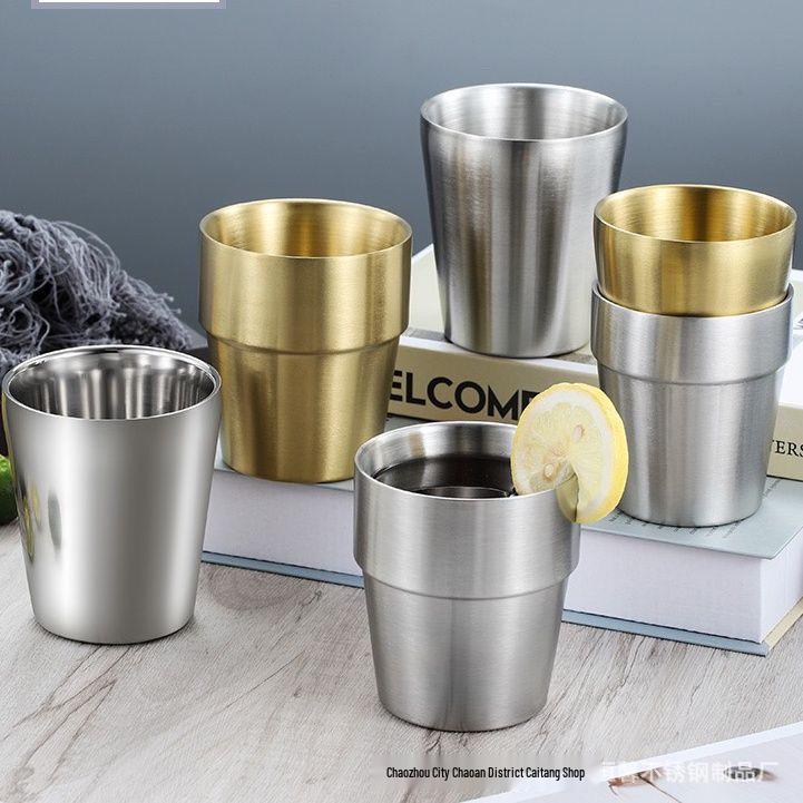 Korean Style Double Layer Insulated 304 Stainless Steel Cup for Water, Tea, Coffee, Beer, and Cold Drinks