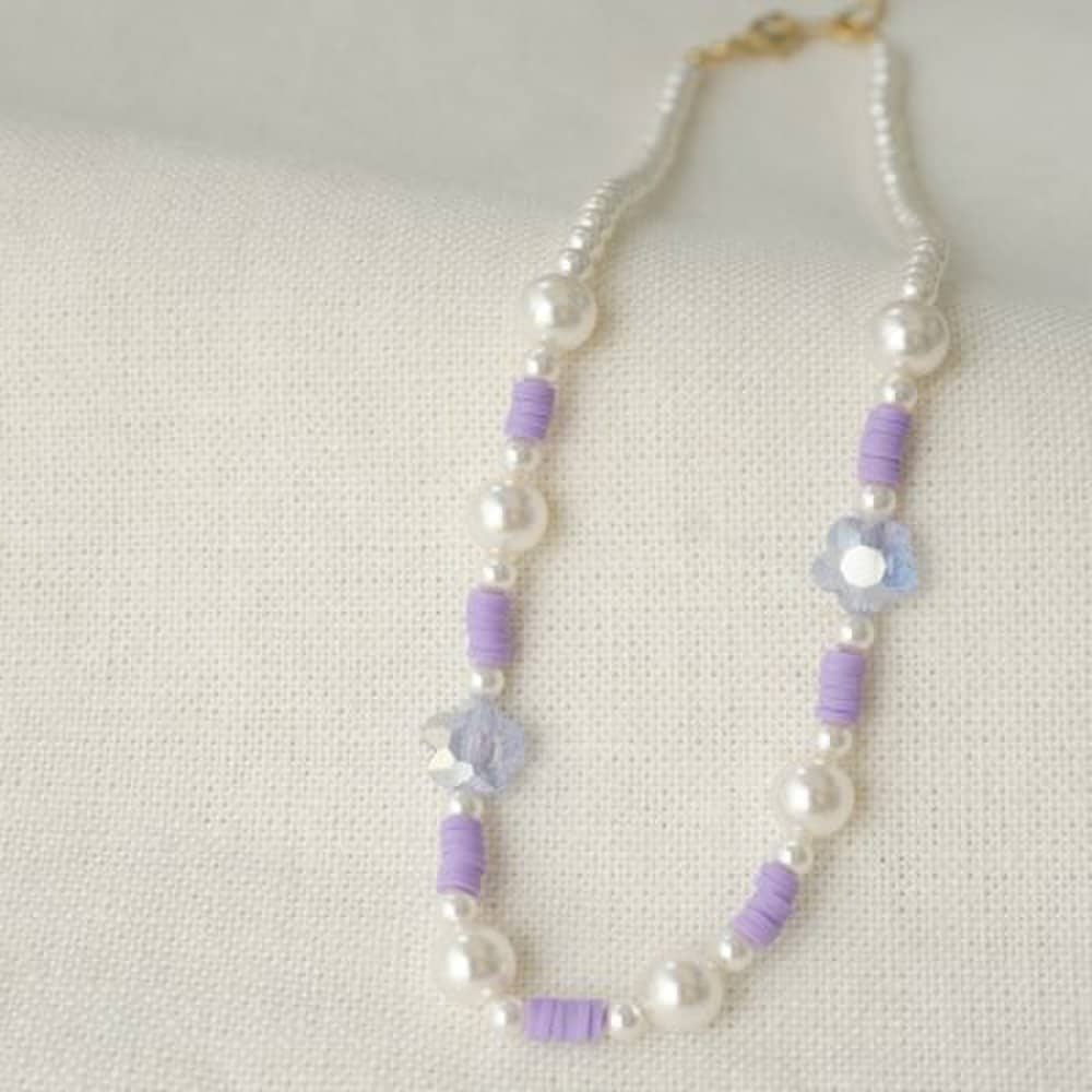 Crystal Flower Pearl Necklace