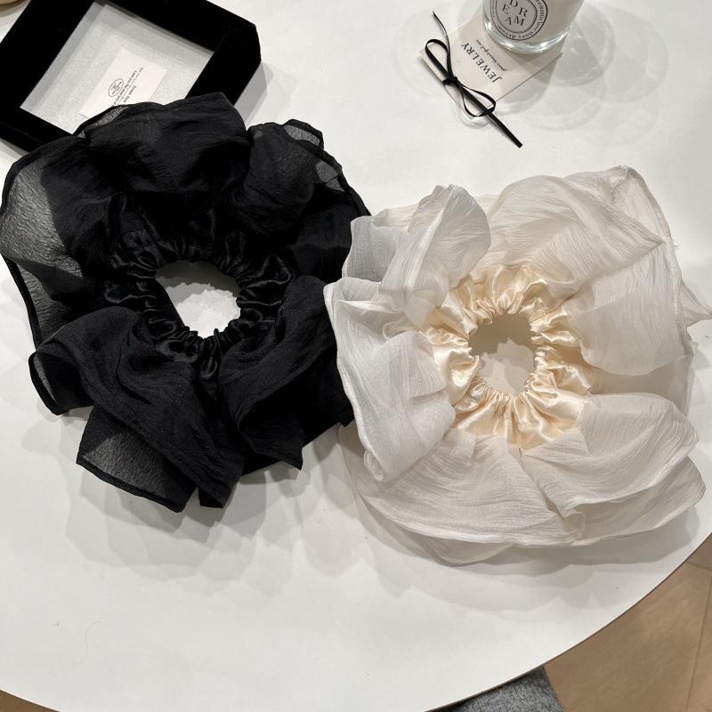 

2026 New Headband Tie A Ponytail and Headband French Style Extra Large Pleated Double-layer Mesh Headband with Large Intestine