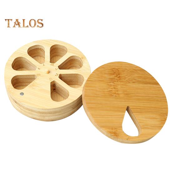 Cutie de Pastile din Lemn 7 Grilaje Rotativă Etanșă la Praf Rezistentă la Umiditate Portabilă Ușoară cu Capac Organizator Zilnic Săptămânal pentru Medicamente Cutie de Depozitare pentru Tablete Suport pentru Pastile