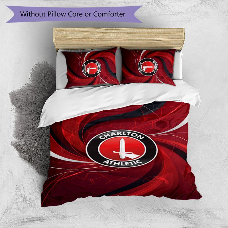 Charlton Athletic FC Ensemble de literie imprimé 3 pièces Housse de couette respirante avec taies d'oreiller Linge de lit décoratif pour chambre à coucher Maison