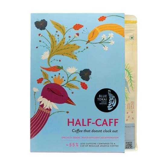 

Кава Half Caff від Blue Tokai Coffee Roasters - Середньо-темне обсмаження | Для домашнього еспресо, помел 100 г | 100% Арабіка | Кава з низьким вмістом кофеїну 100GM