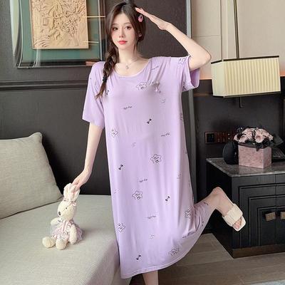 Chemise da Notte Estiva a Maniche Corte in Modal Stile Dolce Ins - Taglie Forti Homewear