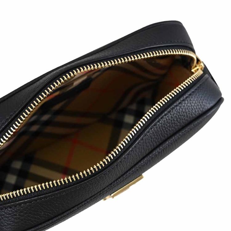 Burberry Gold Logo Zipper Camera Bag Women Shoulder Bag Black 80751821