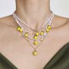 Nivora Resin Fruit Lemon Pendant Necklace For Women Imitation Zircon Stainless Steel Zircon Handmade Strand Beads Choker Zircon