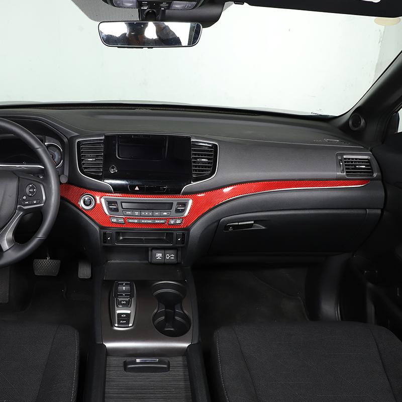 Soft Carbon Fiber Car Center Console Dashboard Trim Strips Sticker For Honda Pilot 2015-2022 Auto Interior