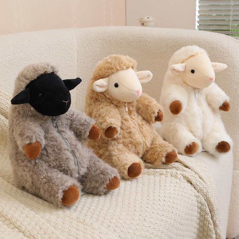 Cute Soft Sheep Plush Toys Stuffed Lamb Dolls Detachable Wool Home Decor Kids Birthday Gifts Plushie