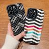 Vertical Grain Leather Shell Green 3D Printed Patterned Soft Silicone Phone Case Back Cover with Camera Lens Full Protection for iPhone