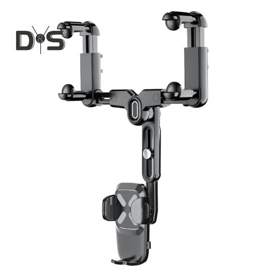 

Автомобильный держатель для телефона с зеркалом заднего вида для навигации, селфи, прямой трансляции, многофункциональный выдвижной автомобильный держатель для телефона чёрный