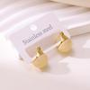 Elegant Multi-color Stainless Steel Hoop Earrings - Women's Autumn/Winter French Retro Style with Round Ball and Water Drop Design.