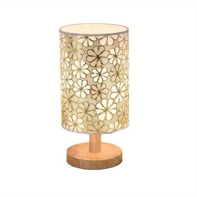 1 lampada da scrivania ultra moderna in legno massello - elegante paralume in tessuto nordico, arte goffrata a mano, perfetta lampada decorativa da comodino per la camera da letto