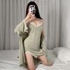 Milk Lace Nightgown Nightgown Sexy Pajamas Modal Plus Size Bathrobe Sex Underwear Two-piece Set