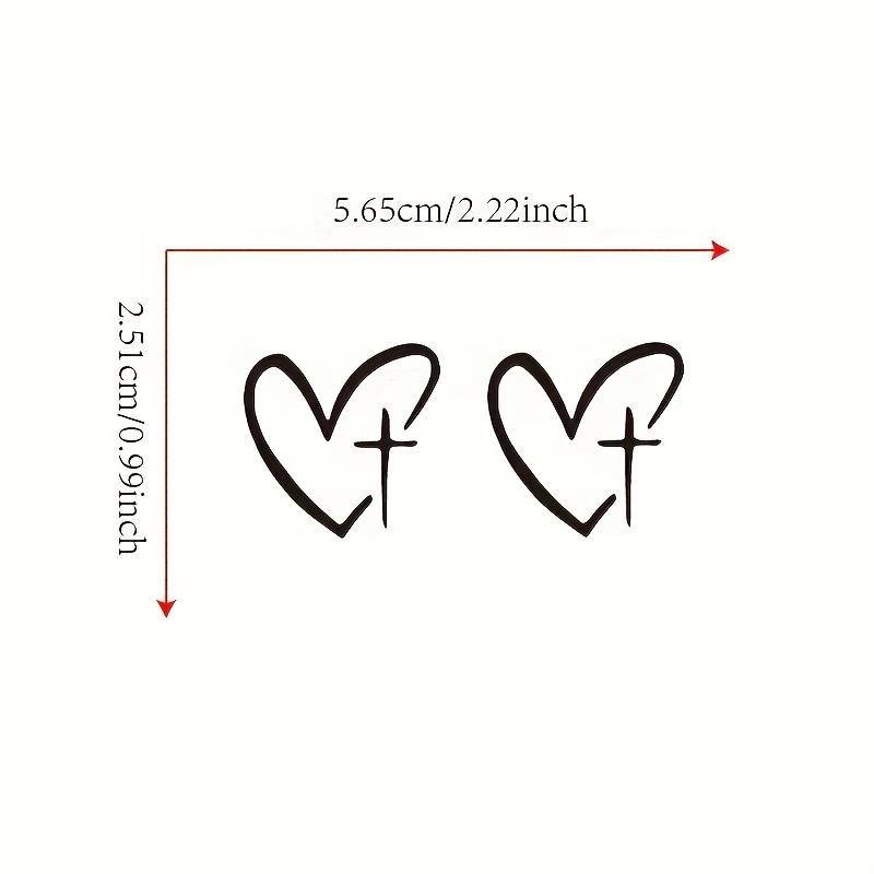 2Pcs/set Of Heart Shape Cross Mirror Stickers, Personalized Creative Decoration Waterproof Rearview Mirror Stickers For Cars