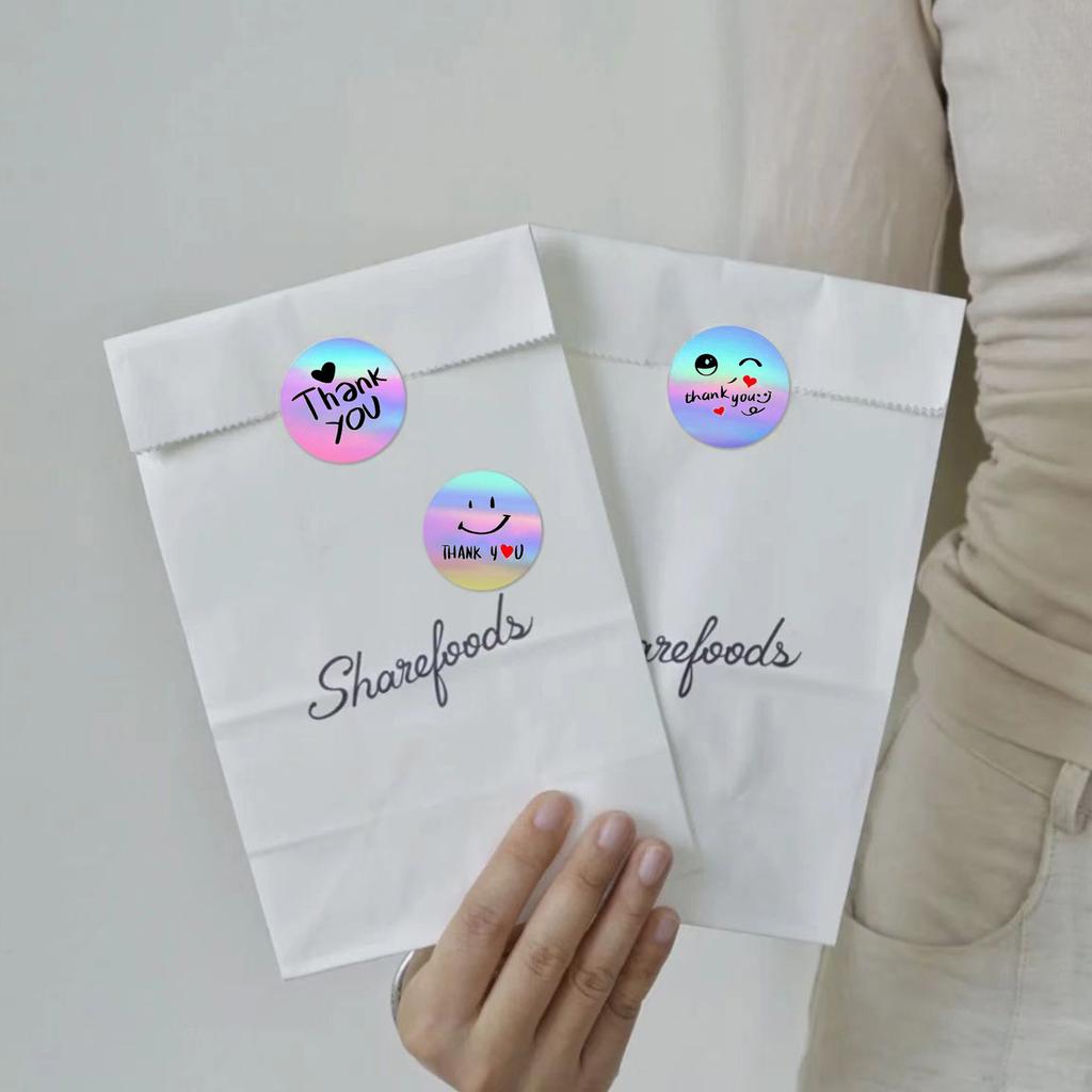 500pcs Rainbow Laser Thank You Stickers 1inch Small Business Stickers Adhesive Labels for Boutiques Wrapping Supplies