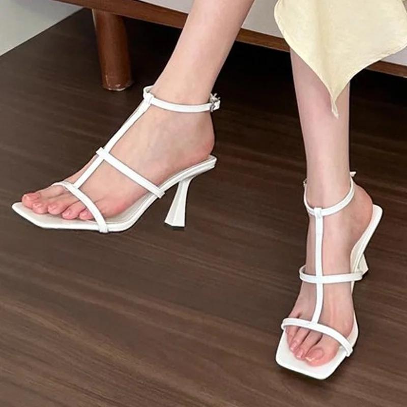 Fashion High Heels Women Sandals Square Toe Elegant Shoes Summer Fashion Dress Sexy Pumps Woman 2025 Designer Trend Party Female Shoes