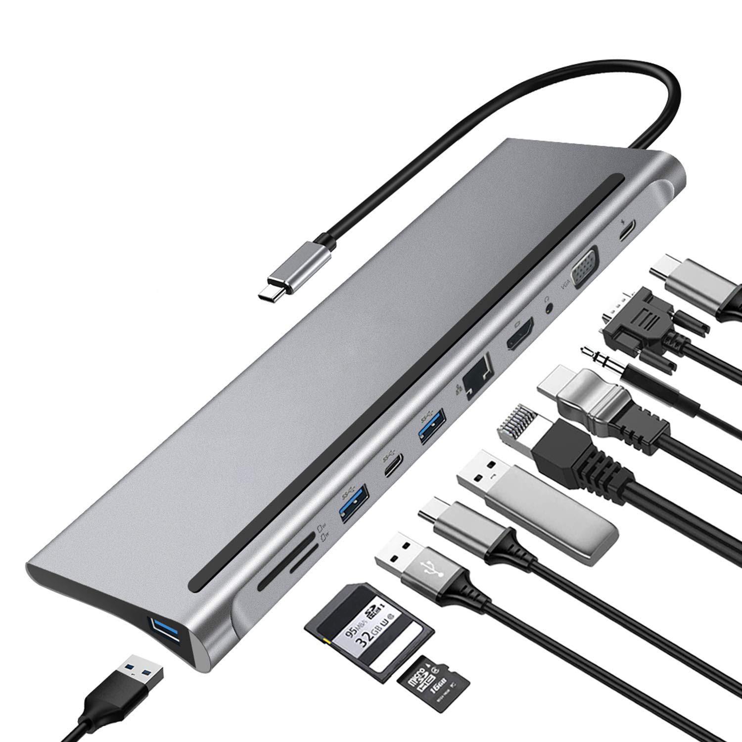 

Type-C 11-in-1 Multiport Docking Station with HDMI HD Hub