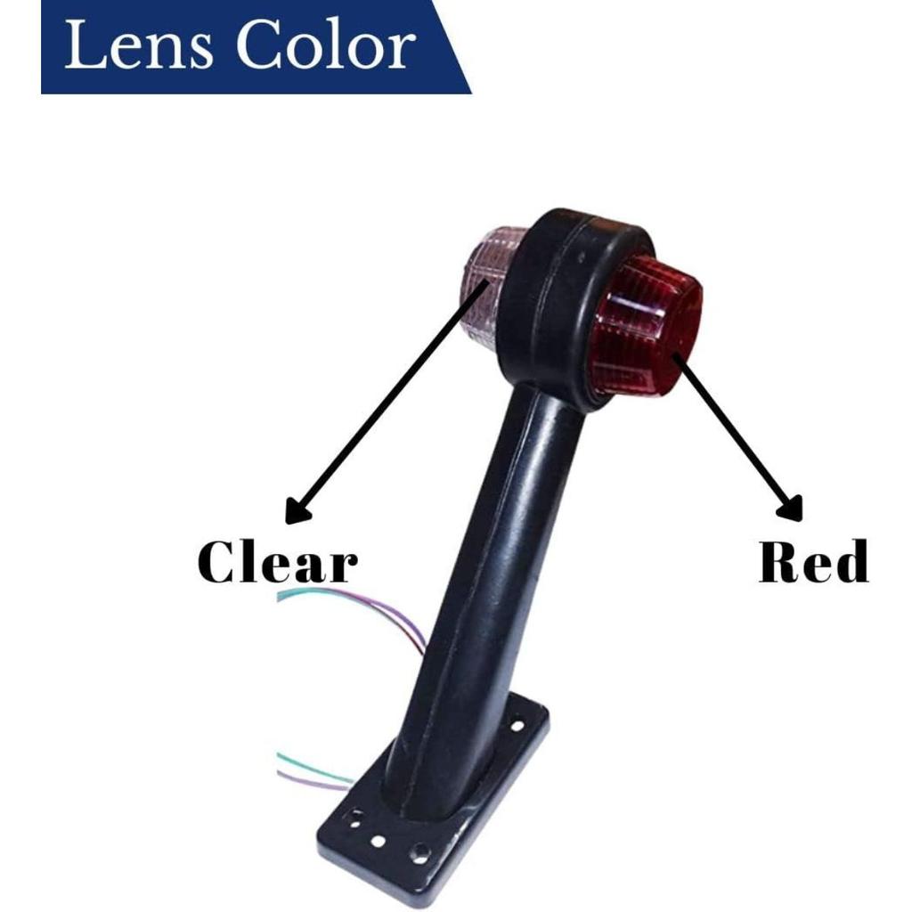 APSMOTIV Trailer Side Marker Lights Outline Lamp 12V Side Marker Lights Truck Trailer For Trucks (Red/Clear) Side Marker Van Caravans