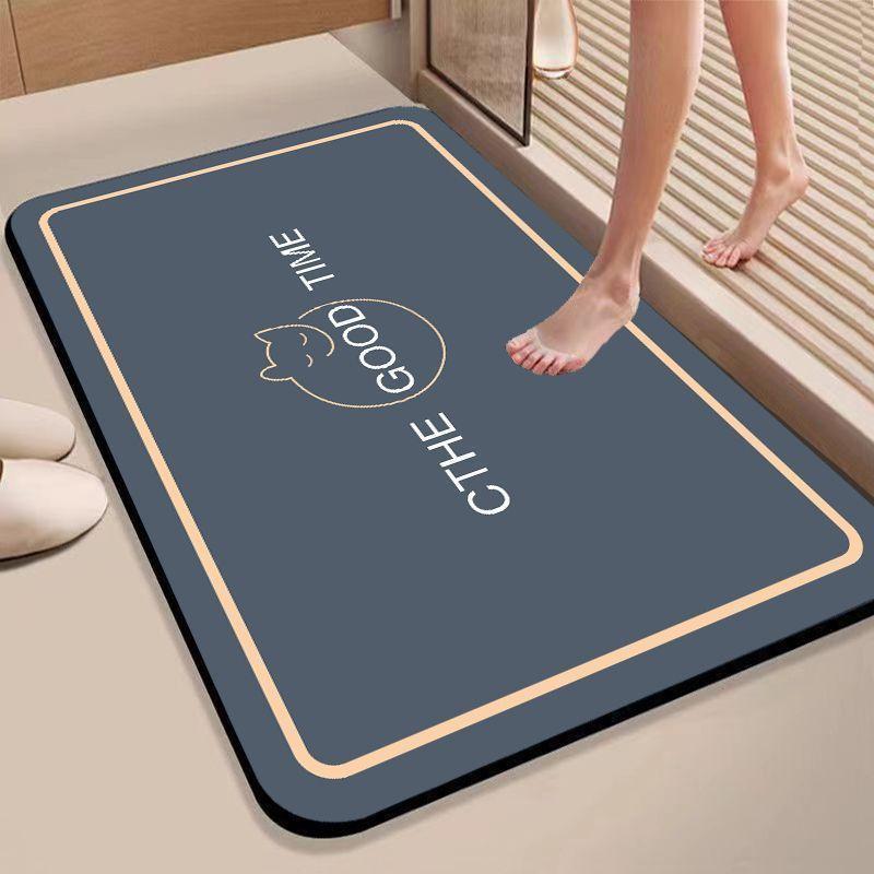Modern Simple Diatom Mud Floor Mat, Water-Absorbing Floor Mat At The Door Of The Bathroom, Dirt-Resistant, Quick-Drying And Easy-To-Take-Care Floor