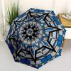1pc Mandala Artwork Automatic Folding Umbrella, Portable & Foldable Design with 8 Ribs, Casual Outdoor Accessory Halloween and Christmas Gif