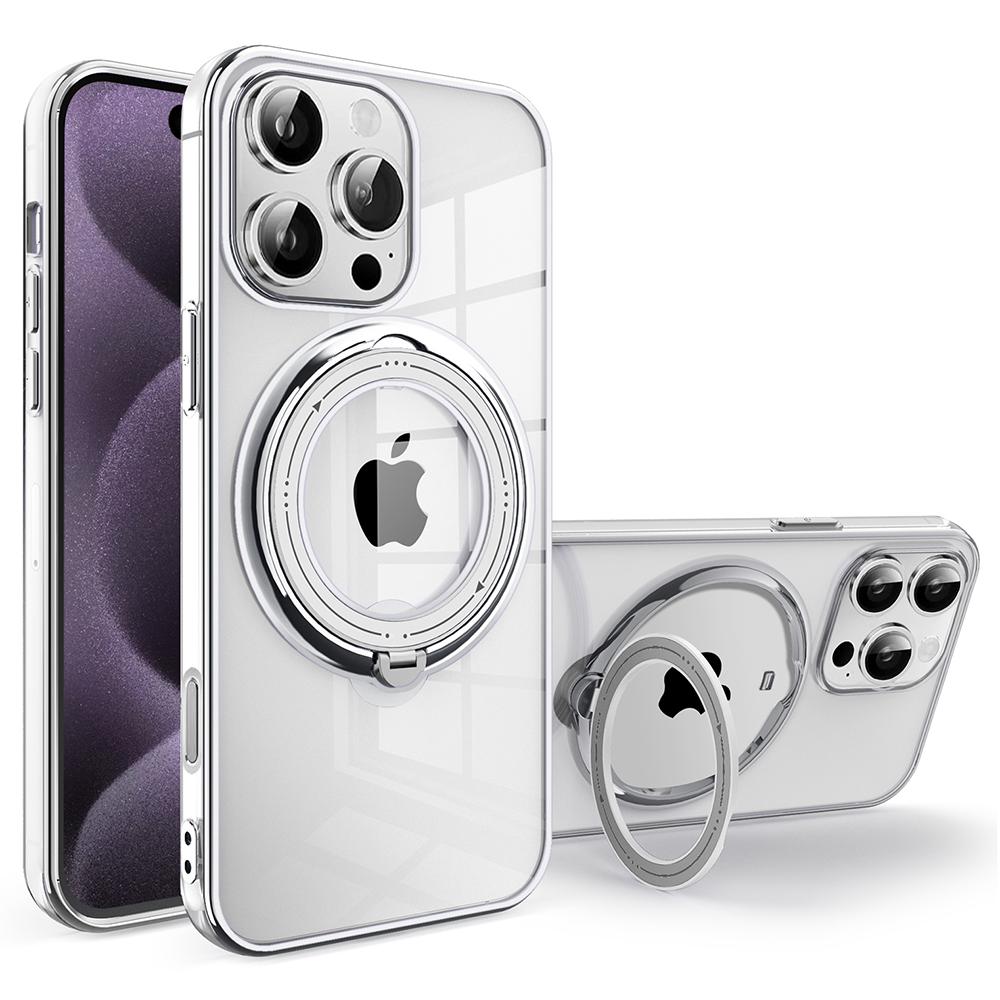 For iPhone 16 Pro Case Kickstand PC+TPU Magnetic Phone Cover E