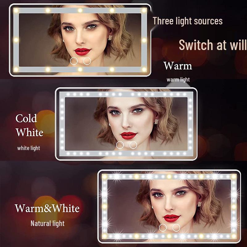 HD LED Car Makeup Mirror with Touch Dimming and Tricolor Light