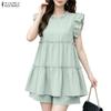 Women Short Sleeve Blouse and Shorts Summer Two Piece Suit Sets