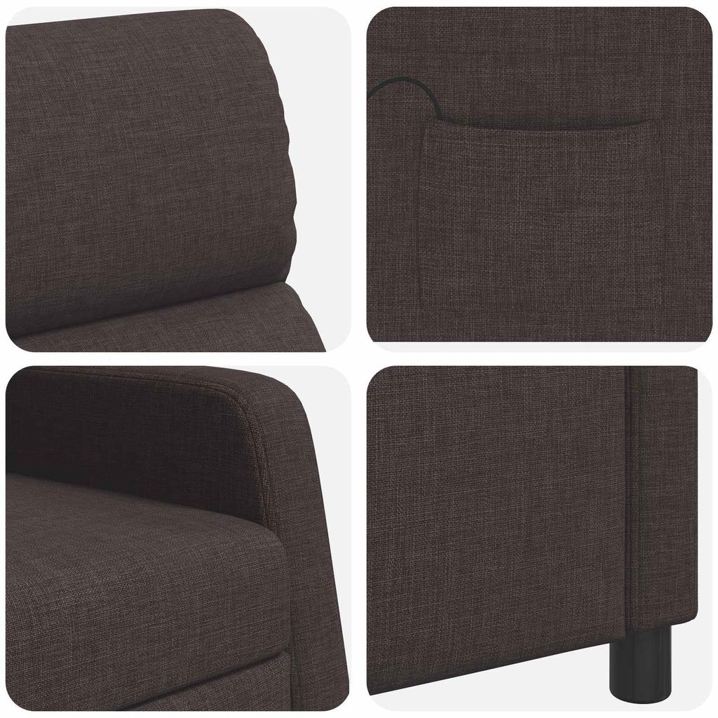 Massage Recliner Dark Brown Fabric