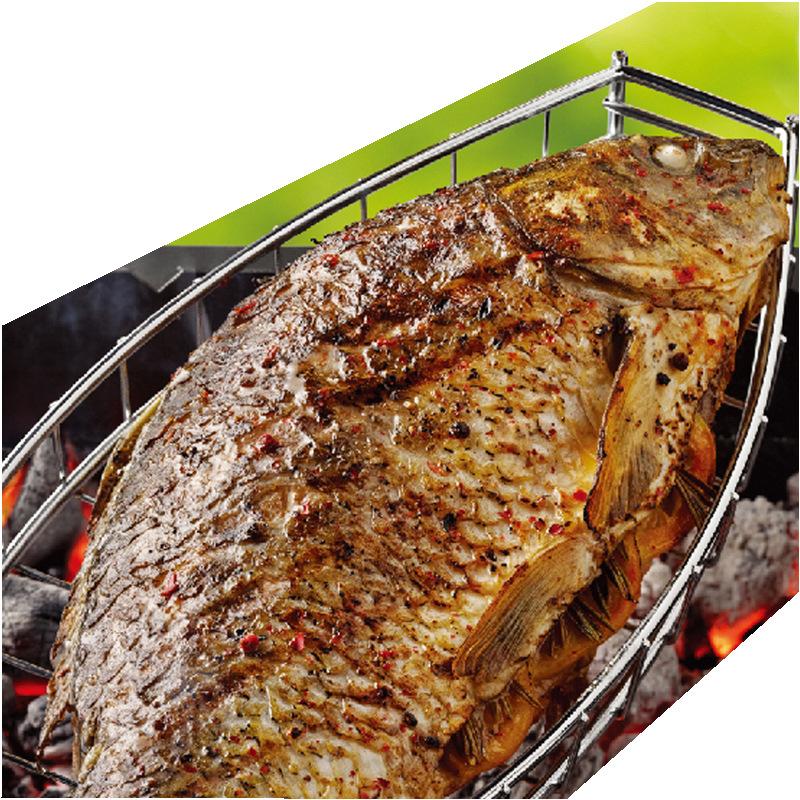 Fiskgrillkorg Nonstick BBQ Grill Fiskgrillning stekkorg Trähandtag