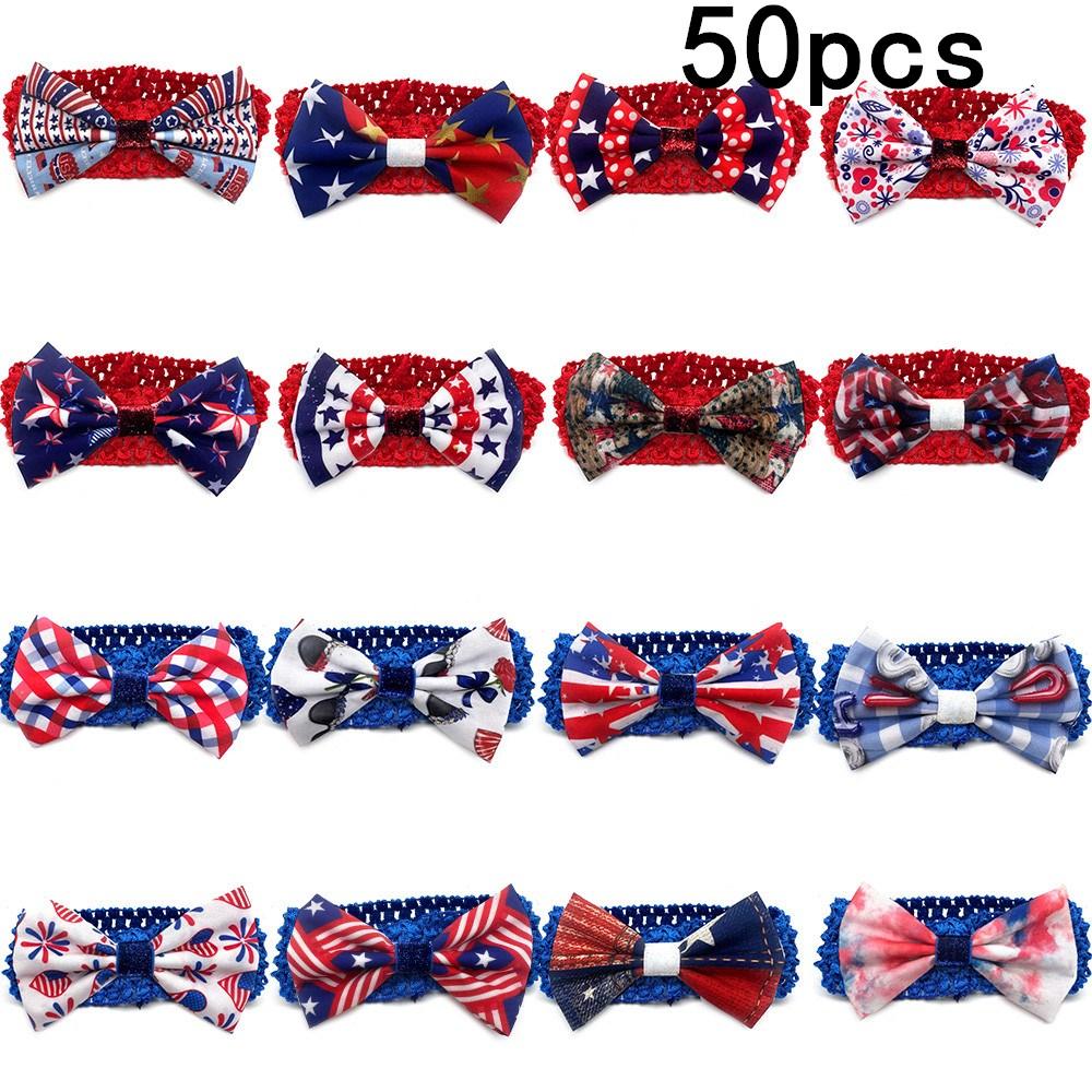 30/50pcs Pet Grooming Dog Bowties American Independence Day Bowties Grooming Collar for Small Middle Large Dog Pet Supplies