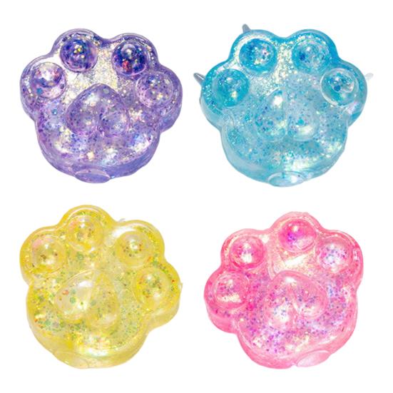 Clear Cat Paw Squeeze Toy Stress Relief Glitter Powder Kitten Paw Sensory Toy