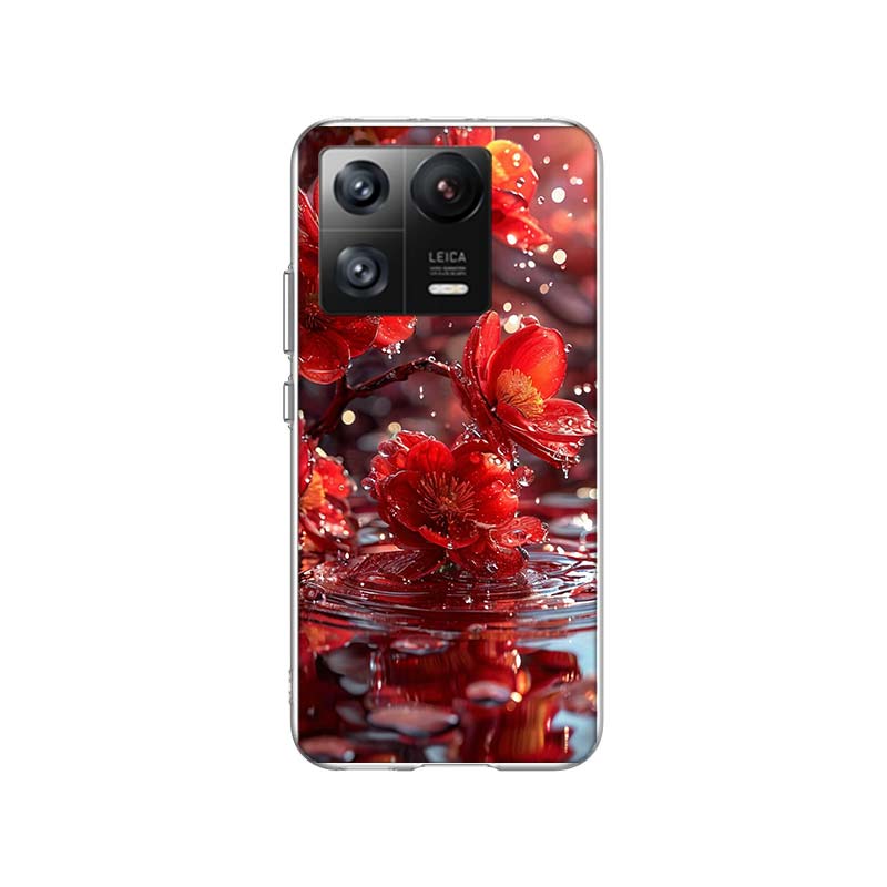 Schneefall Rote Pfirsichblüten Handyhülle Für Xiaomi Poco F7 Ultra X7 X6 M8 M7 M6 M4 M3 Pro X4 Mi 15 15T 14 14T 12T 12S 10T Pro 12