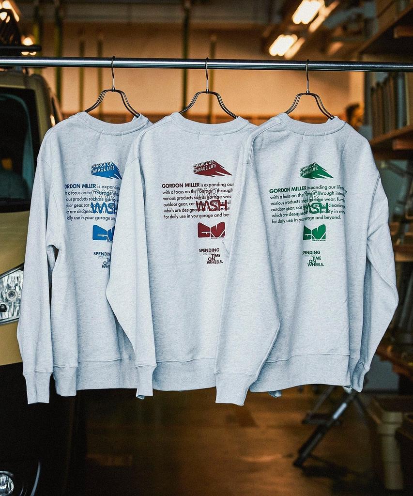 GORDON MILLER Men's Sponsor Print Sweatshirt, 12.7 Oz. Crew Neck, Size L, Light Gray/Blue, 1745169