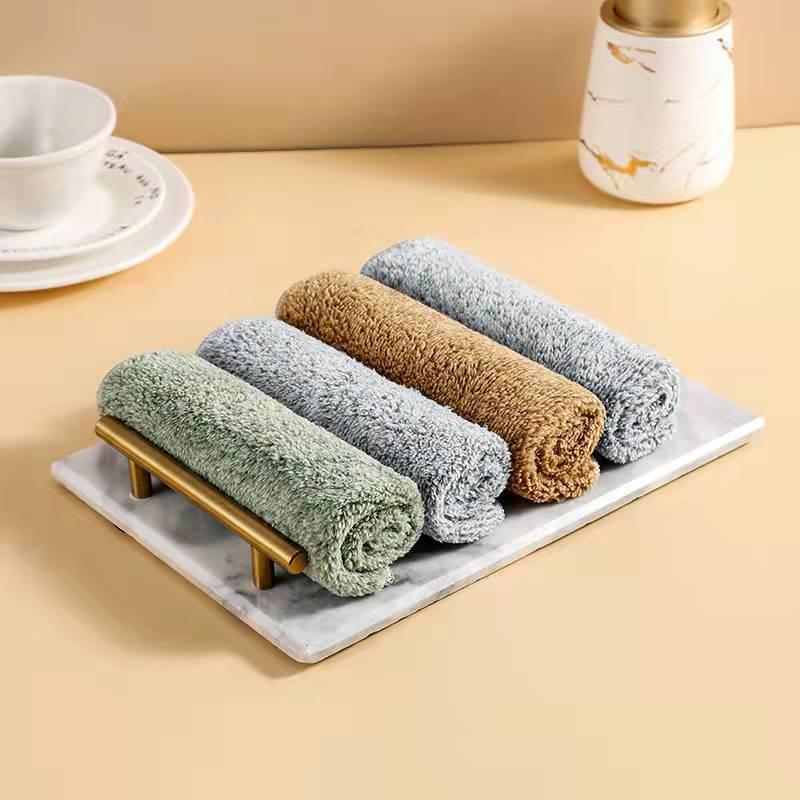 Bamboo Charcoal Fiber Oil-Repellent Dishwashing Cloth and Coral Fleece Scouring Pad