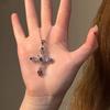 Zircon Cross Necklace Pink Purple Love Heart Cross Pendant Necklaces for Women Gothic Jewelry Party Girls Accessories