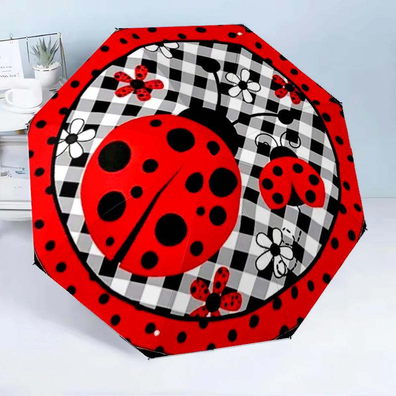 Ladybug And Sunflowers 8-Frame for Travel, Camping, Casual Lightweight Portable Umbrella, Essential for Every Family Holidays Birthday Gift