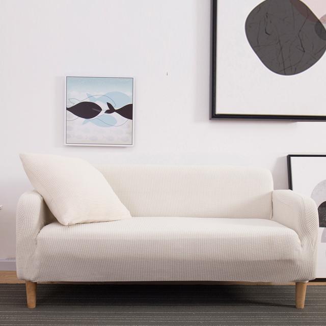 Polar Fleece Bankhoezen Voor Woonkamer Effen Kleur Fauteuilhoes L Vorm Hoekbankhoes Bankhoes Voor Woondecoratie Small( 90-140cm)1pc wit