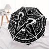 Black Baphomet Pentagram Tapestry, Occult Decor, Gothic Wall Hanging Umbrella, Cute Umbrella with Cute Design, Portable 3-Fold Compact Umbrella for Me