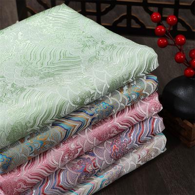 Ocean Wave Pattern Brocade Fabric Jacquard Satin Cloth for Handmade Diy Cheongsam Cushion Pillow Sachet Ethnic Costumes
