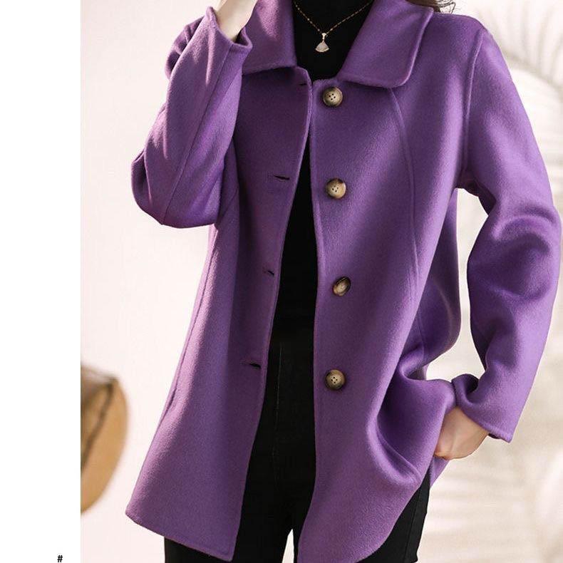 Single-breasted Fashion Woolen Coat Women Autumn Winter Slim Elegant Woolen Overcoat Windbreaker Outerwear Female