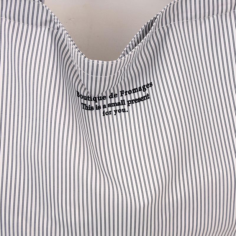 Women Shoulder Bags Casual Simple Striped All-Match Chic Commuting Korean Style Canvas Large Capacity Shopping College