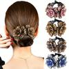 Clips de păr coc vintage pentru femei, cu floare cu strasuri, cataramă elegantă rotundă pentru coadă de cal, piesă de cap chignon pentru nunți și petreceri