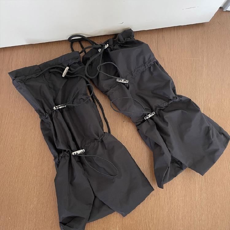 Harajuku Cargo Leg Cover with Adjustable Drawstring Motorcycle Punk Baggy Footless Socks Leg Warmer Gaiters for Women